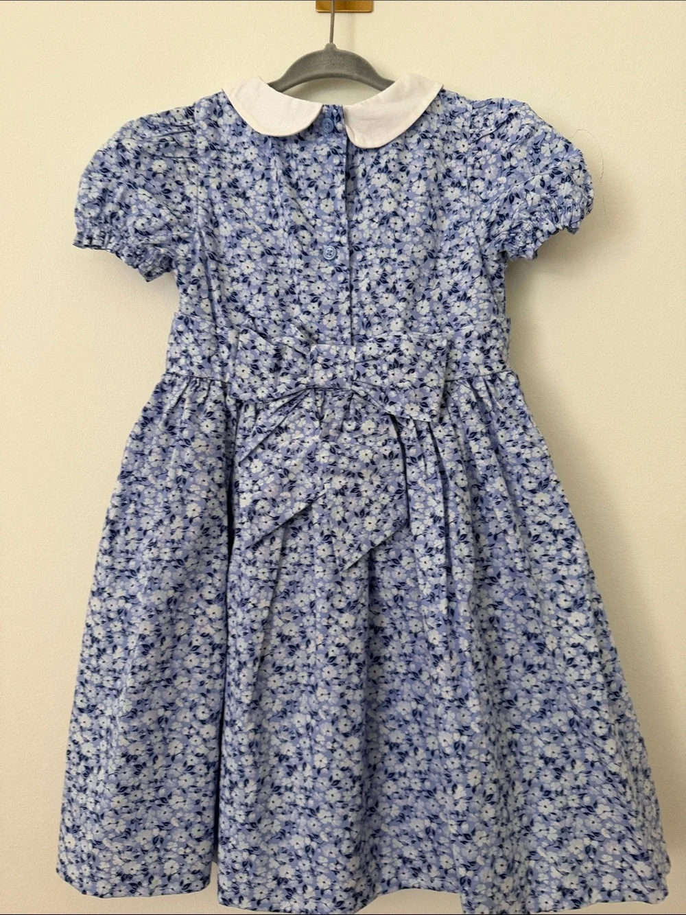 Janie and Jack Blue Floral Smocked Peter Pan Collar Dress
